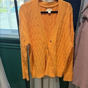 NWT Maeve Orange Cable Knit Button Cardigan